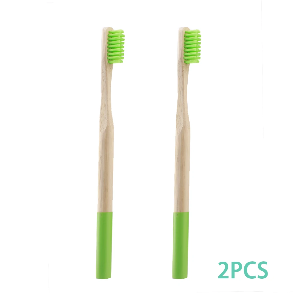 2pack Colorful Environment-friendly Bamboo Toothbrush Oral Care Bamboo Handle Soft Bristles Tooth brush Whitening Toothbrush - Цвет: green