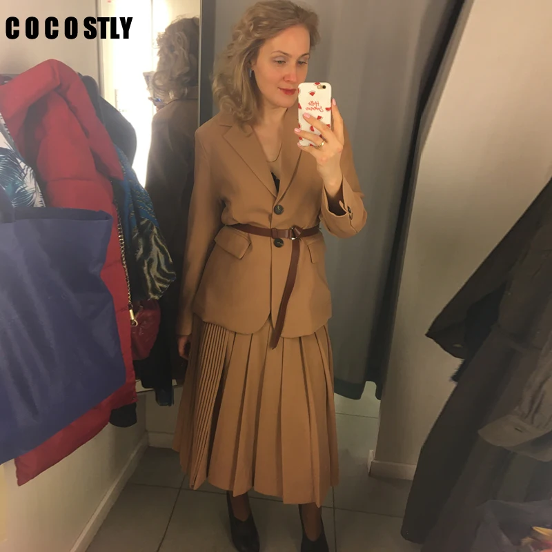 Женский однотонный блейзер с поясом повседневный офисный однобортный Блейзер в