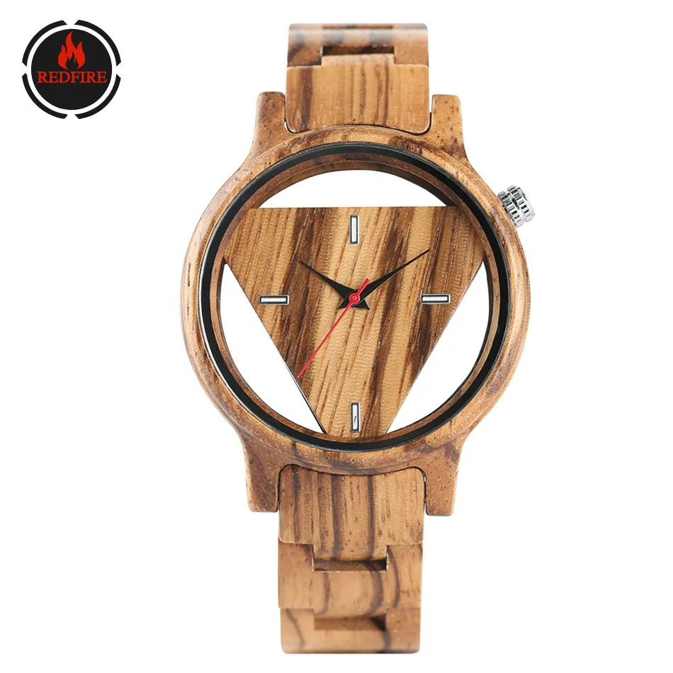 Часы REDFIRE Zebrawood мужские часы прозрачный треугольный циферблат деревянные