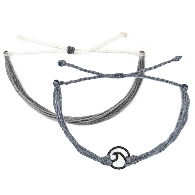 wave bracelet Богемский богемный Плетеный женский браслет из восковой веревки, хлопковый браслет дружбы ручной работы, браслет из нержавеющей стали - Окраска металла: wave bracelet
