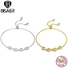 BISAER Лидер продаж 925 пробы серебряный милый кот лапа trail браслет цепочка CZ Ювелирные изделия изготовление Валентина Подарки для женщин GXB096