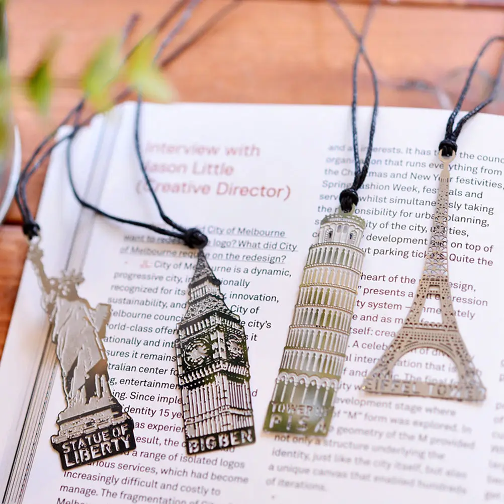 

New London Elizabeth Eiffel Tower Statue Of Liberty Metal Book Markers Metal Bookmark For Books Paper Clips Office Supplies