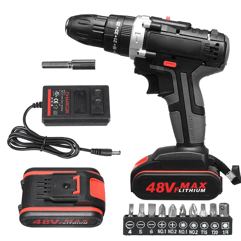 48V Electric Hammer Drill Cordless Drill Woodworking Tool Rechargeable Woodworking Drills  JA55