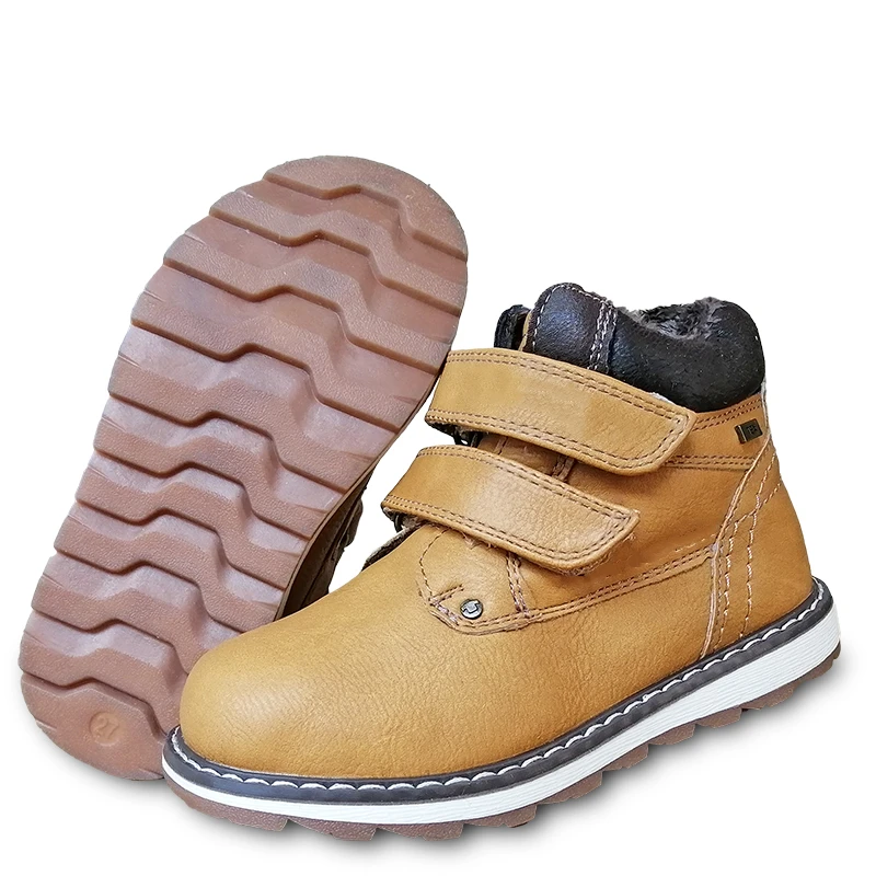 Модные 1 пара зимние теплые кожаные ботинки Кроссовки для мальчика дети, новая детская обувь+ внутренняя 16,5-20 см