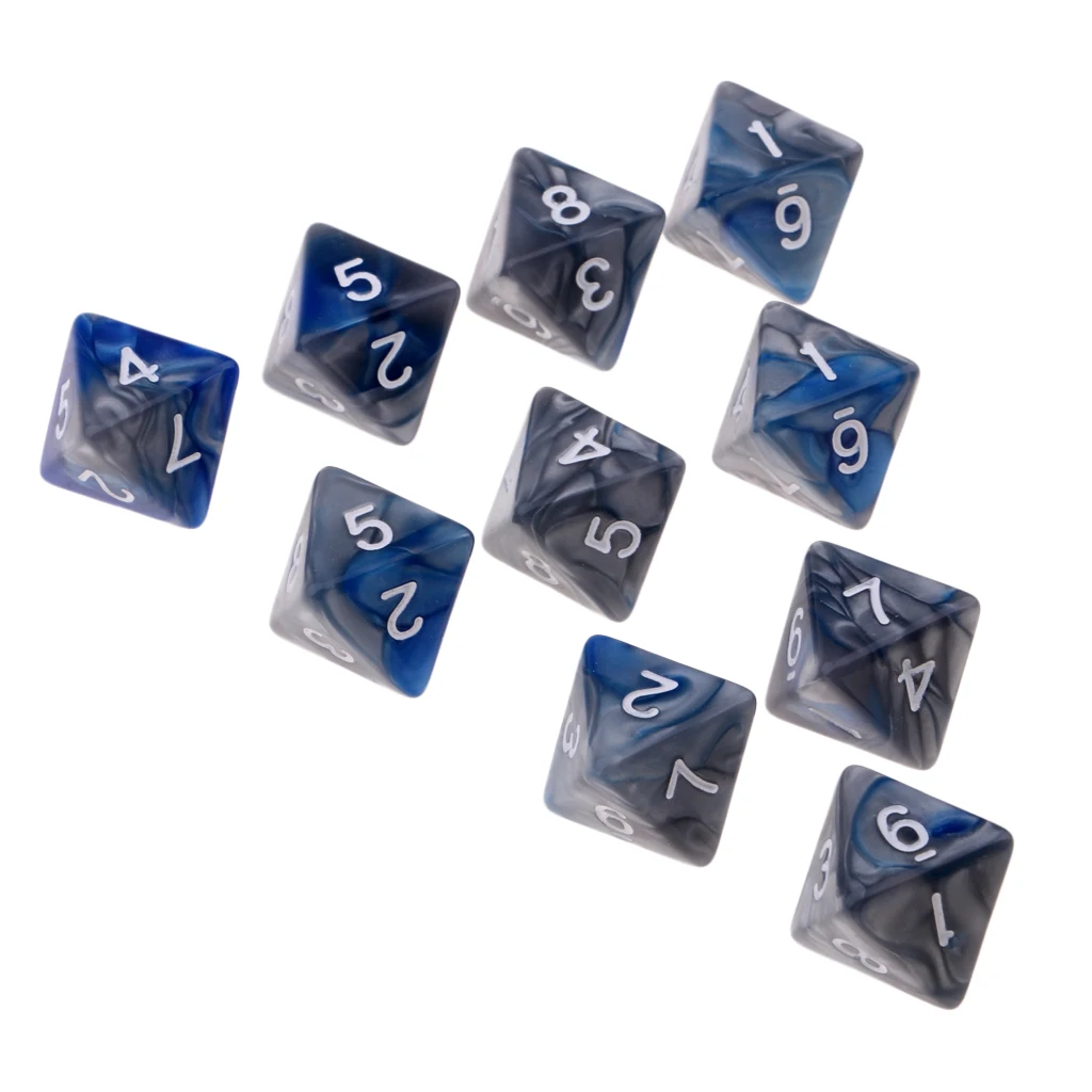 10 Pieces Polyhedral Dice Set Multi-sided Dice D8 for TRPG D& Dragons Game 8-sided Dice Set 