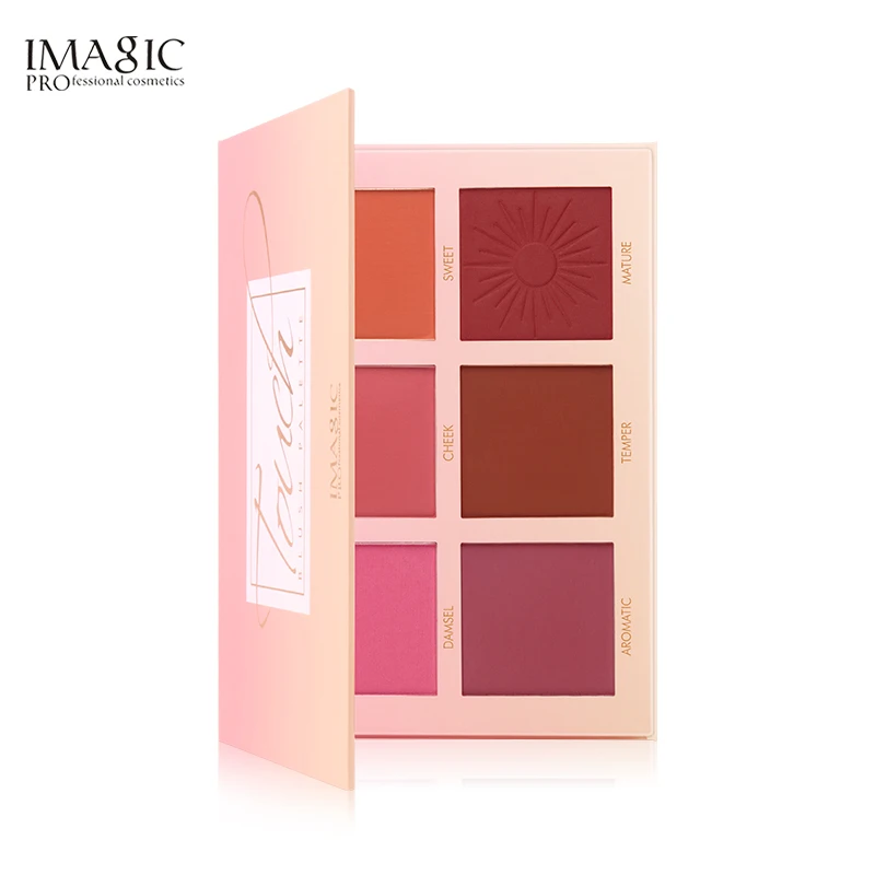 Бренд imagic Косметические румяна Rouge Pallete 6 цветов естественный "нюд" Макияж Очистка Осветляющий цвет лица Водонепроницаемый пигментированный TSLM1