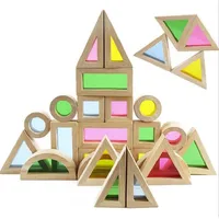 Regenbogen Stapel Acryl Block Montessori Holz Spielzeug – Bild 5
