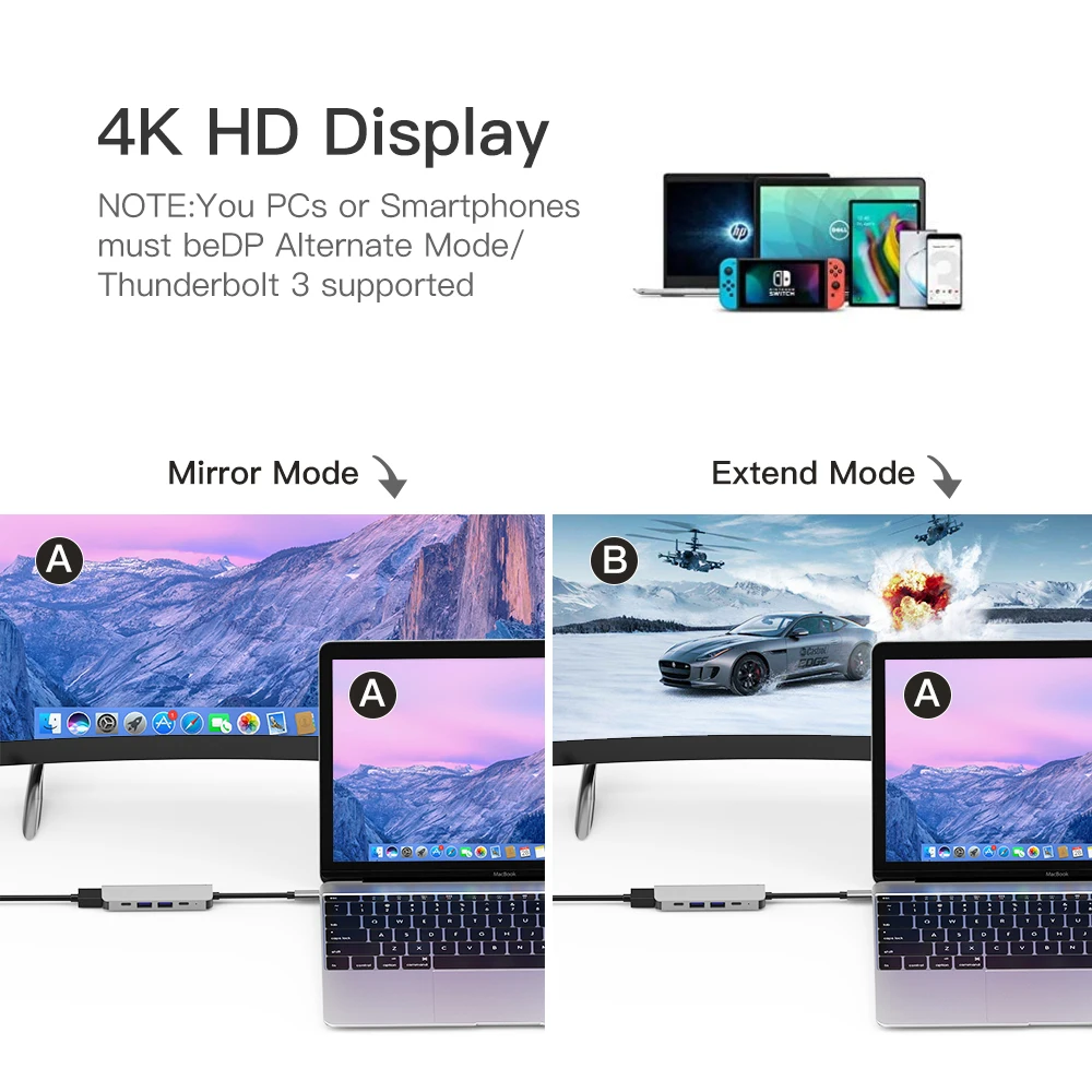 Haribol 5 портовый Тип C концентратор USB к HDMI 3 0 порт s 4K доставка питания док станция