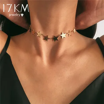 

17KM Simple Plain Star Choker Necklace for Women New Gold Sliver Chain Necklaces Collares Statement Fashion Jewelry 2020