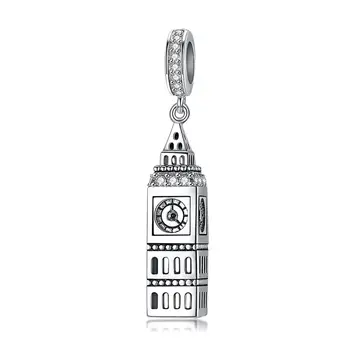 

New Collection 925 Sterling Silver British Big Ben Building Pendant Charm fit Charm Bracelets Jewelry Making Fashion Des perles