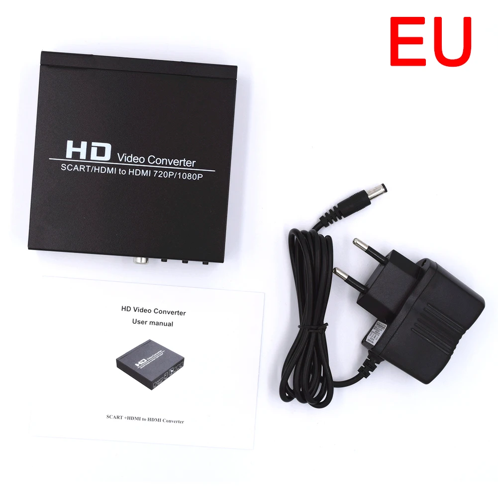 1080P Scart в HDMI конвертер аудио видео адаптер HDMI в SCART для HD tv Sky Box PS2 XBOX360 STB для смартфона HD tv DVD - Цвет: EU Plug