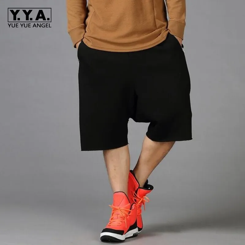 

Mens 100% Cotton Short Sweatpants Casual Hip Hop Baggy Loose Mens Drop Crotch Men Short Trousers Elastic Waist Male Harem Pants