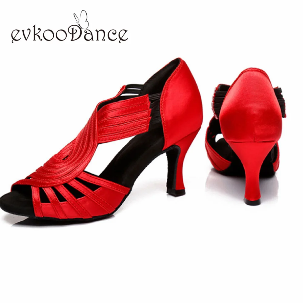 Zapatos De Baile Latino Mujer красный/черный/коричневый атласная танцевальная обувь, высота каблука 6/7 см Размеры свяжитесь с нами на возраст от 4 до 12 лет для Для женщин профессиональный NL339