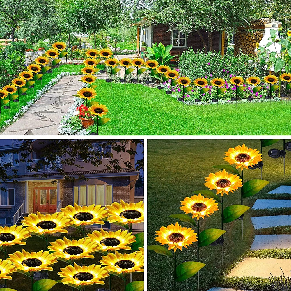 Outdoor Solar Sunflower Garden Decoration Lights Waterproof LED Solar Powered Yard Pathway Decorative Lights Lawn Landscape Lamp solar wall lights