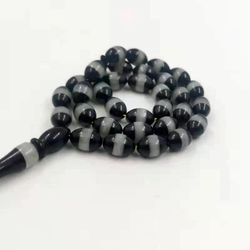 Tasbih-男性用の黒い樹脂ビーズ,イスラムのアクセサリー,手作りのオリエンタルジュエリー,ムバシャのギフト AliExpress