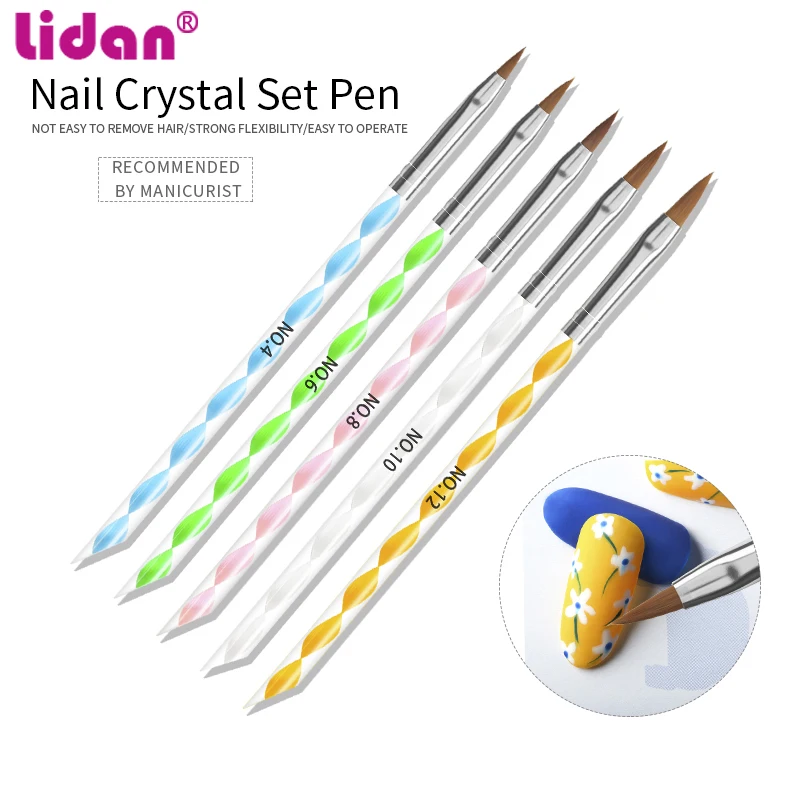 

Lidan Nail Crystal Acrylic Rod 3D Carving Pen Professional Manicure Gel Brush Nail Art Painting Drawing Brush Phototherapy Tools