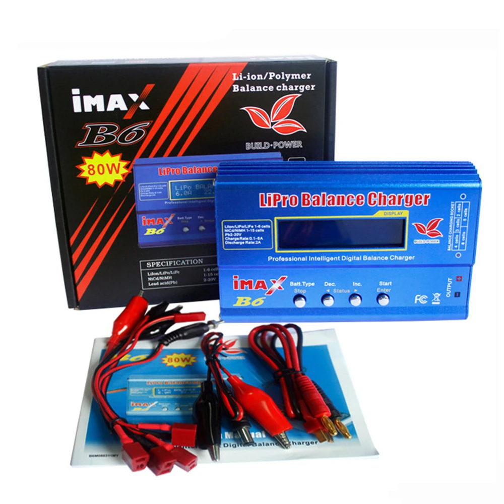 Battery Balance Charger 80W iMAX B6 Lipro NiMh Li-ion Ni-Cd Digital LCD 12v 6A Power Adapter Charging Cables | Электроника