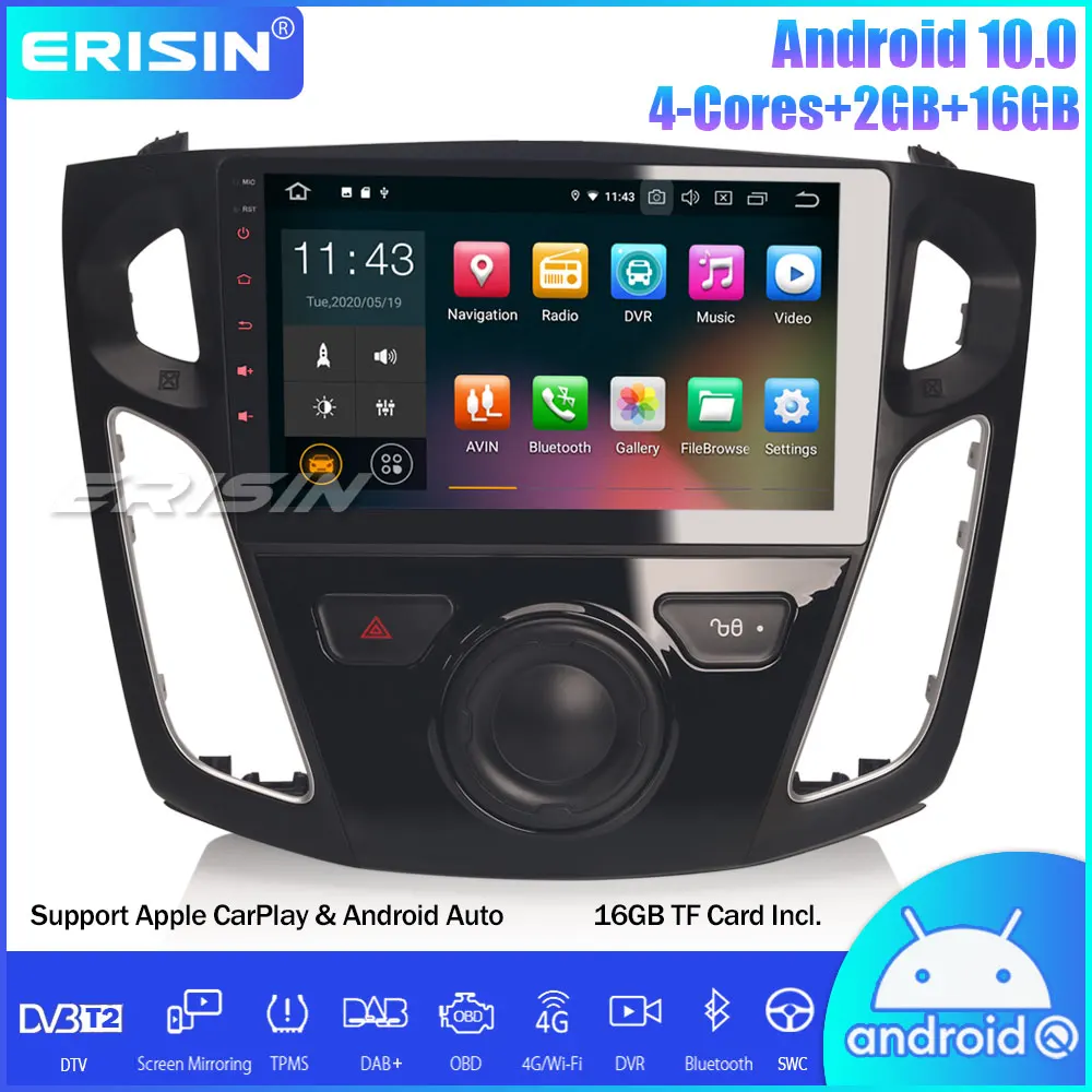 Doppel Din Android 10 Autoradio WiFi DAB+GPS DVB-T2 Navi OBD SWC RDS USB CarPlay