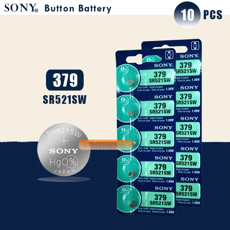 10 шт. Sony 100% оригинальный 379 SR521SW D379 SR63 V379 AG0 батарейный блок для часов Сделано в