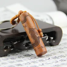 Персиковый деревянный автомобильный брелок Xianglong отправить брелок с денежным знаком кулон приносит безопасность цилиндрический брелок ремесло подарок