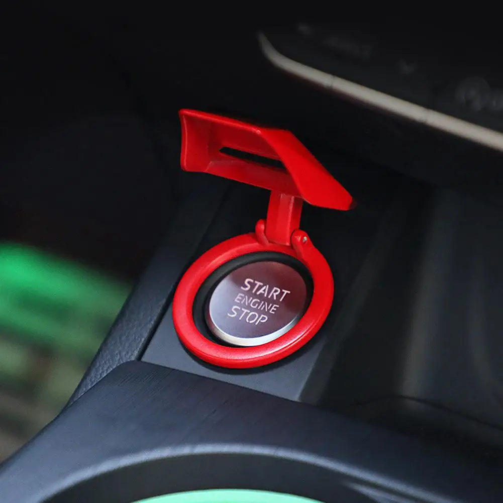 Universal Car Engine Start Stop Switch Button Cover,180/° Flip Anti-Scratch Auto Engine Start Stop Switch Protective Cap Black