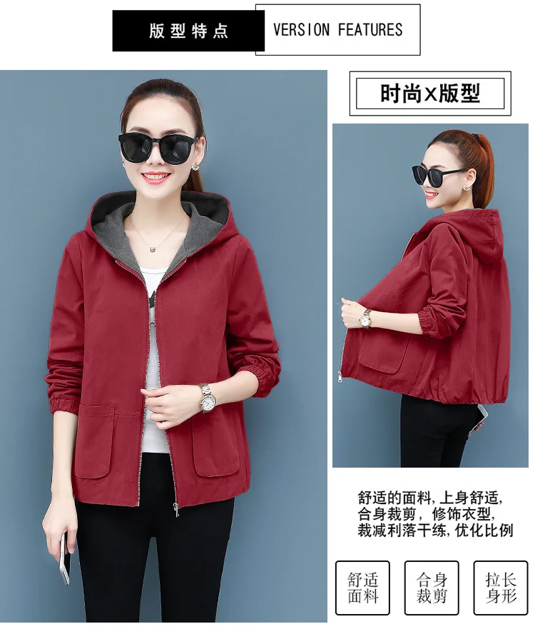 Короткое пальто для женщин, осень, новая Кепка контрастного цвета, короткое, корейский стиль, большой размер, стройнящая повседневная куртка, весна и осень