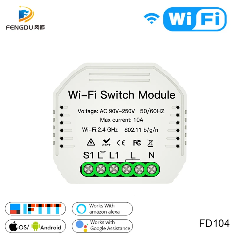 Мини Wi-Fi умный светильник переключатель Diy выключатель модуль Smart Life/приложение Tuya дистанционное управление, работает с Alexa Echo Google Home 1way
