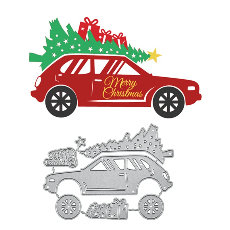 

Naifumodo Car Christmas Tree Dies Metal Cutting Dies New 2019 for Card Making Scrapbooking Dies Embossing Cuts Craft Dies