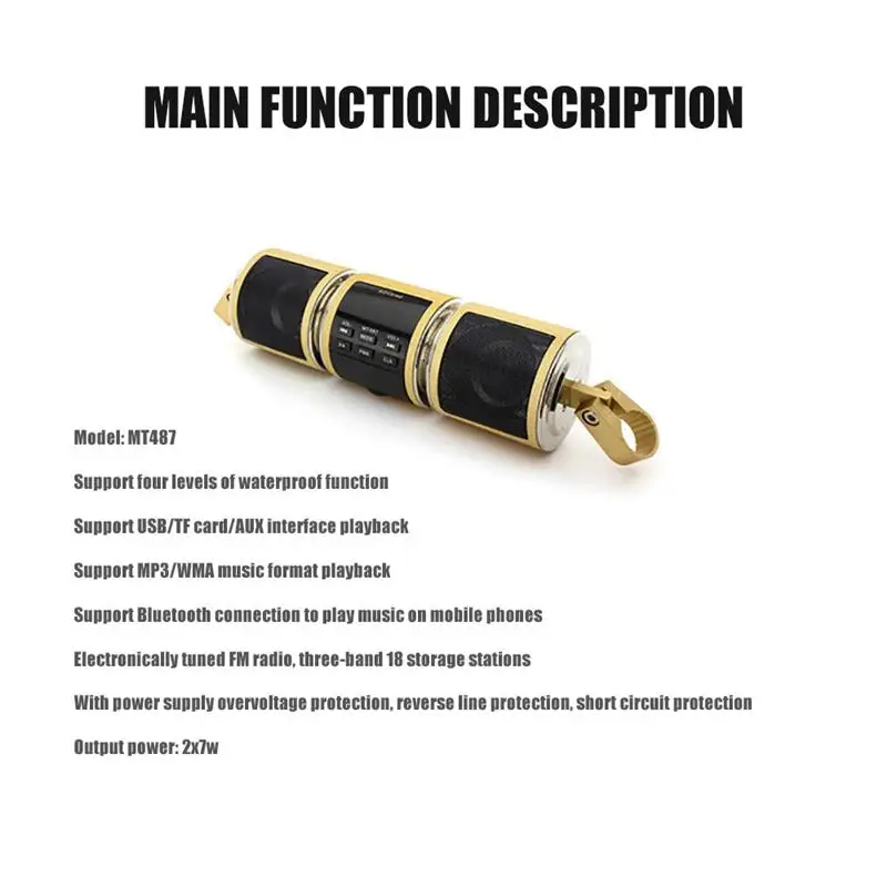 MT487 мотоцикл Bluetooth музыкальный плеер MP3 FM радио регулируемый светодиодный экран Высокое качество мотоцикл стерео динамик водонепроницаемый
