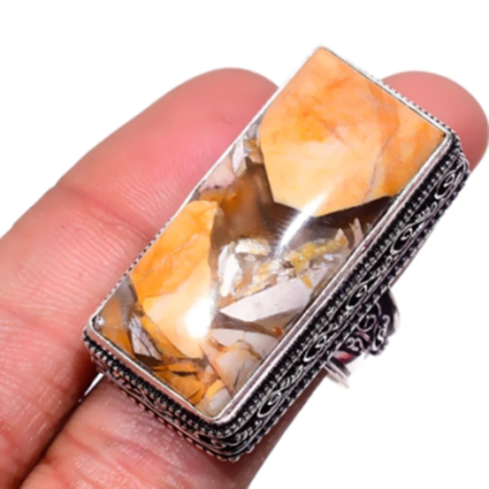 

Mookaite Jaspers Ring Silver Overlay over Copper, USA Size 7.25 , R5340