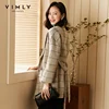 Vimly Winter Plaid Coats and Jackets Women 2022 Fashion New Lapel Pockets Belt Short Overcoat Elegant Female Blazer F2998 ► Photo 3/5