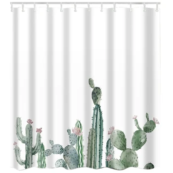 

Tropical Cactus Shower Curtain Polyester Fabric Bath Curtain for The Bathroom Decorations Printed Shower Curtains