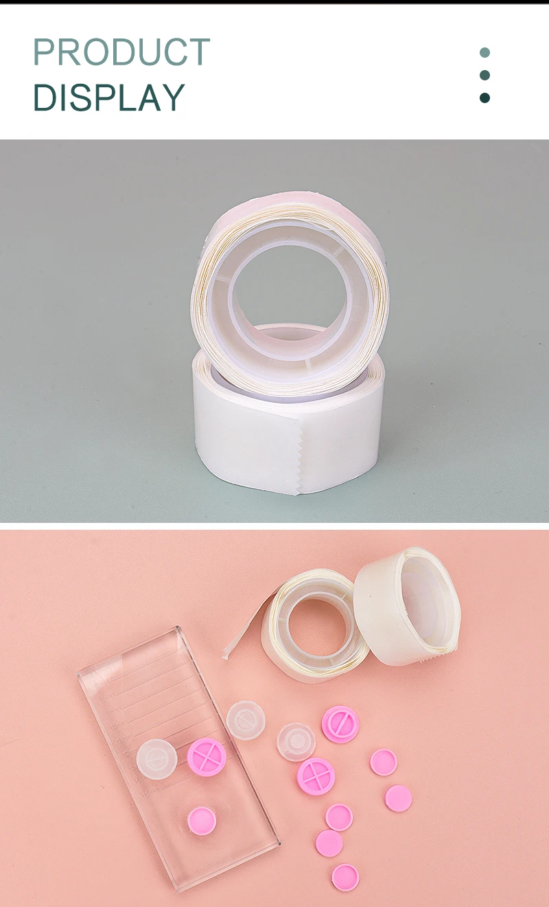 Befestigungsband für Wimpernverlängerungsbecher, 100 Stück, kreisförmiges doppelseitiges Klebeband, Wimpernkleber, nahtlos, unsichtbar, universelle Punkte, Make-up-Werkzeuge – Detail 9