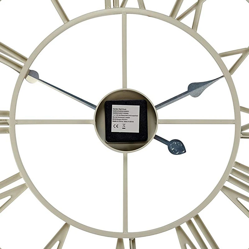 New Lron Art Garden Wall Clock Weatherproof with Roman Numerals Diameter 40Cm