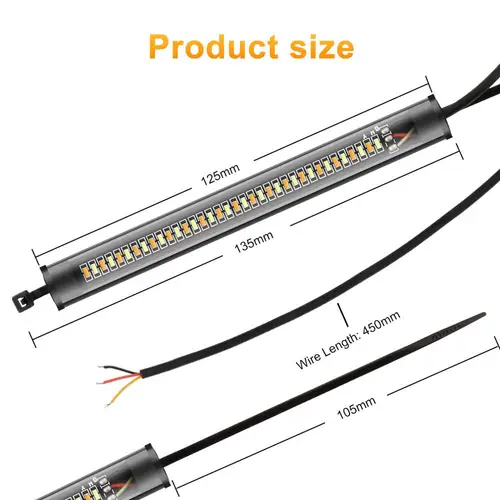 범용 LED 오토바이 방향 지시등 및 DRL 앰버 화이트 모토 점멸 링 포크 스트립 램프 깜박이 깜박이, 12V, 1 개 3