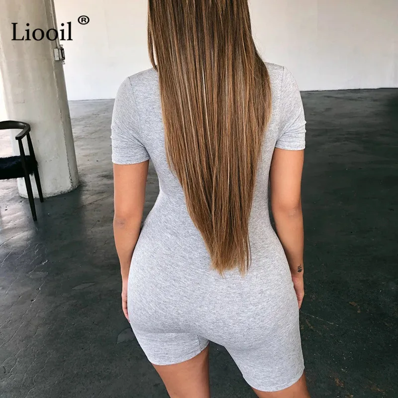 Liooil, черный, серый, Облегающий комбинезон, женская одежда с обеих сторон, сексуальный комбинезон, осень, на молнии, вечерние, Клубные комбинезоны, комбинезоны, шорты