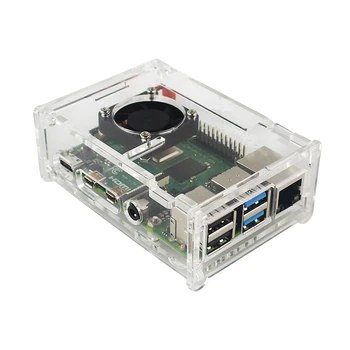

Raspberry Pi 4 Acrylic Case Box Raspberry Pi 4B Transparent Shell Clear Enclosure with Cooling Fan for Raspberry Pi 4 Model B