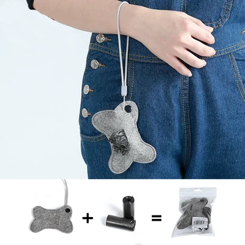 

1pc Outdoor Mini Carrying Bag Dog Walking Litter Bag Colorful Cute Felt Animal Shape Pooper Scoopers Tools