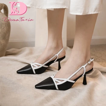 

Doratasia Hot New Design Genuine Leather Strange Style Summer Sandals Woman Shoes Buckle Strap Mixed Colors Women Sandals