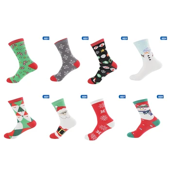 

Warm Sweat and Deodorant Old Man Elk Snowman Cotton Women's Socks In The Tube New Year Christmas Festive Red Sock
