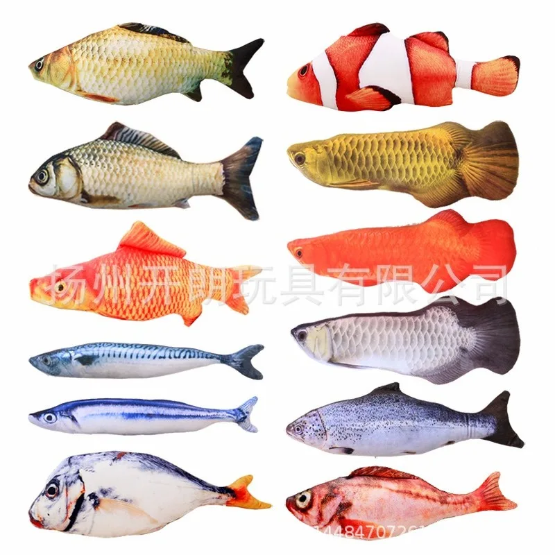 

Interactive Gifts Fish Catnip Toys Stuffed Pillow Doll Simulation Fish Playing Toy For Pet Pet Soft Plush 3D Fish Shape Cat Toy