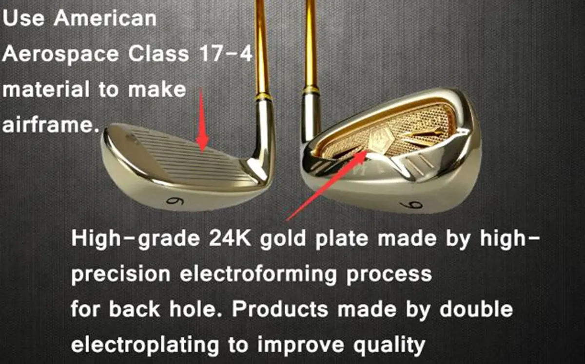 Подлинные изделия полный набор клюшек для гольфа 24K позолоченные желоба/водители/фарватер/Hybirds/утюги набор 13 шт. с сумкой для мяча