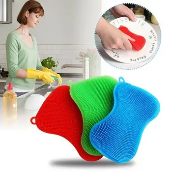 

1pcs Kitchen Brush Silicone Dishwashing Brush Pot Pan Soft Dish Multifunction Fruit Vegetable Cleaning Washing Scrubber Spo D0Y8