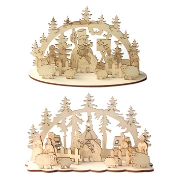 

Christmas Wooden DIY Wood Desktop Ornaments Christmas Decoration for Home natal krest navidad 2019 Wood Craft for Xmas new Year