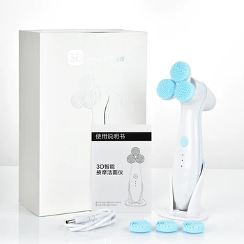 

Electric Facial Cleansing Brush Facial Spa Pore Cleaner with 3 Brush Heads Face Lift Deep Cleaning Remove Blackhead Machine