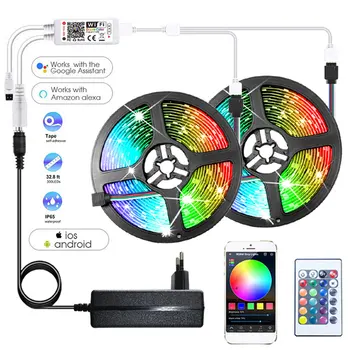 

LED Strip 5050 Works with Alexa WiFi Luces LED RGB Waterproof LED Lights Bluetooth APP Control Fita LED RGB Strip DIY Backlight
