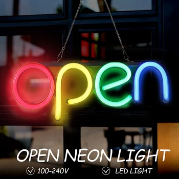 

16'' Handmade Visual Artwork Bar Club KTV Wall Decoration Commercial Lighting Colorful Neon Bulbs OPEN Neon Sign LED Light Tube