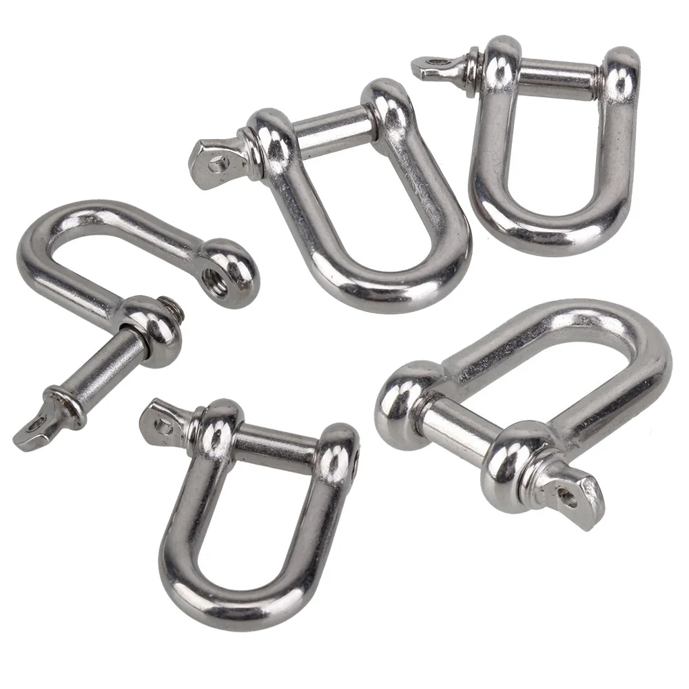 

304 Stainless Steel 5mm Screw Pin Chain D Dee Shackle Hardware Rigging Pack Of 5