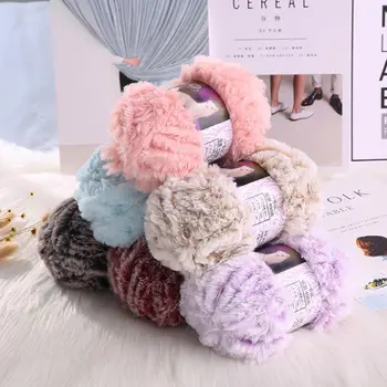 

50g/Ball DIY Fluffy Plush Chunky Thick Knitting Yarn Multicolor Hand-Woven Crochet Velvet Thread for Baby Warm Hat Scarf