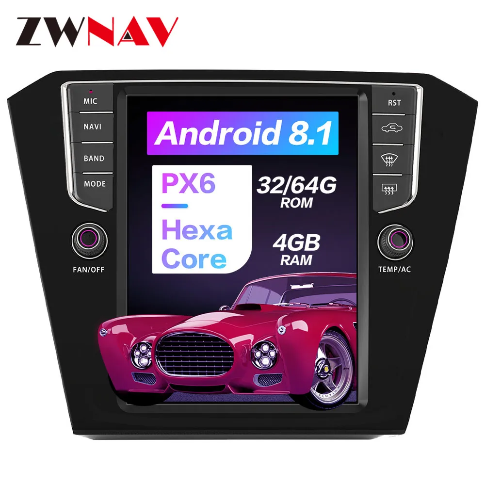 Zwnav вертикальный автомобильный сенсорный экран в стиле Tesla Android 9,0 PX6 4 Гб+ 64 Гб Встроенный DSP CARPLAY для Volkswagen Magotan 20013- gps навигация